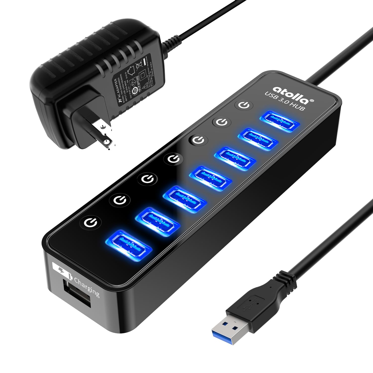 Amazon.co.jp: USB ハブ atolla USB3.0 Hub 7ポート増設 + 1充電ポート