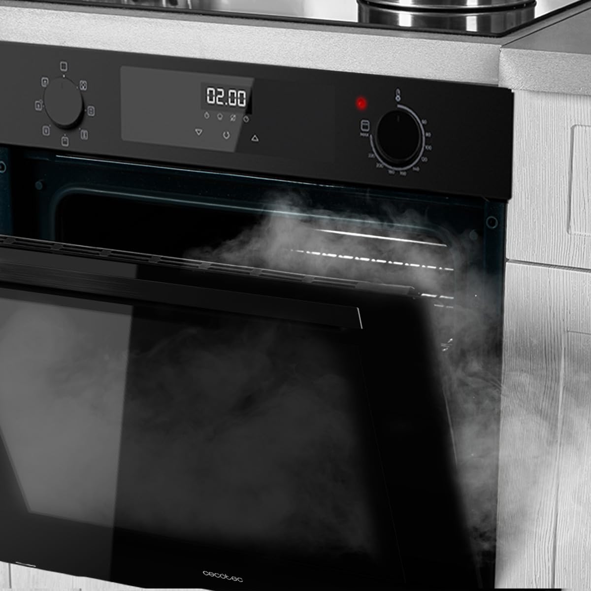 Cecotec Piekarnik wielofunkcyjny Wbudowany 60cm Bolero Hexa M226000 Glass Black A. 2800W, 72L, 7 funkcji, tryb Grill, Fan Assisted Grill, Tryb konwekcji, Defrost, Steam Base X2, Steam EasyClean i