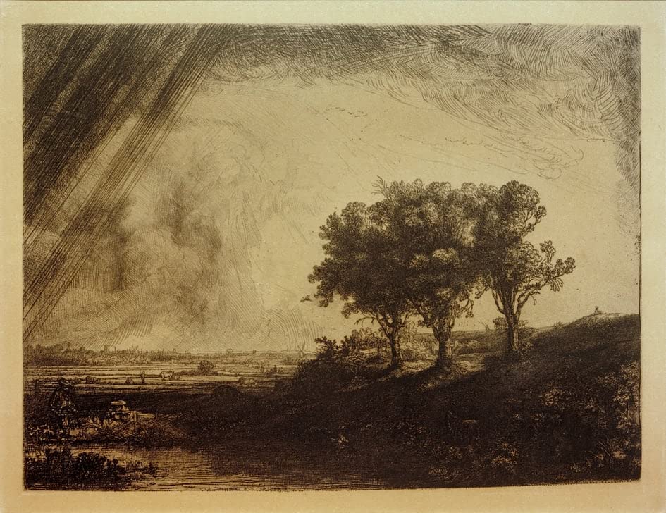 Toile Rembrandt Trois Arbres habillez vos grands murs de salon vides 60x90