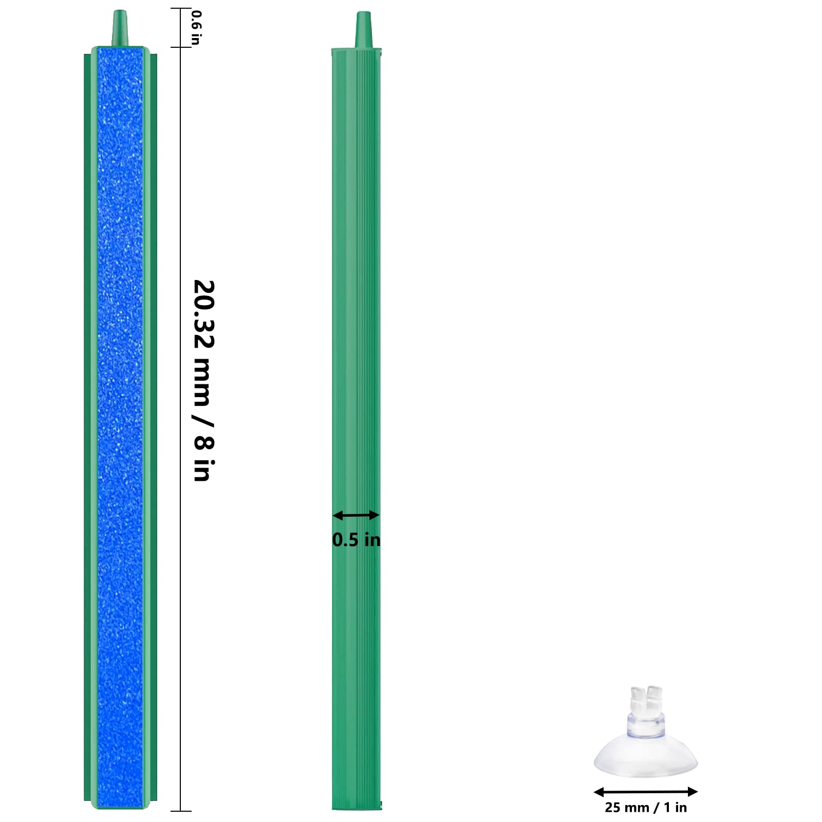 4 Pieces Air Stone Bar Bubble Diffuser Set 8 Inch Fish Tank Air Bubble with Suction Cups Air Stone for Aquarium Fish Tank, Aquarium