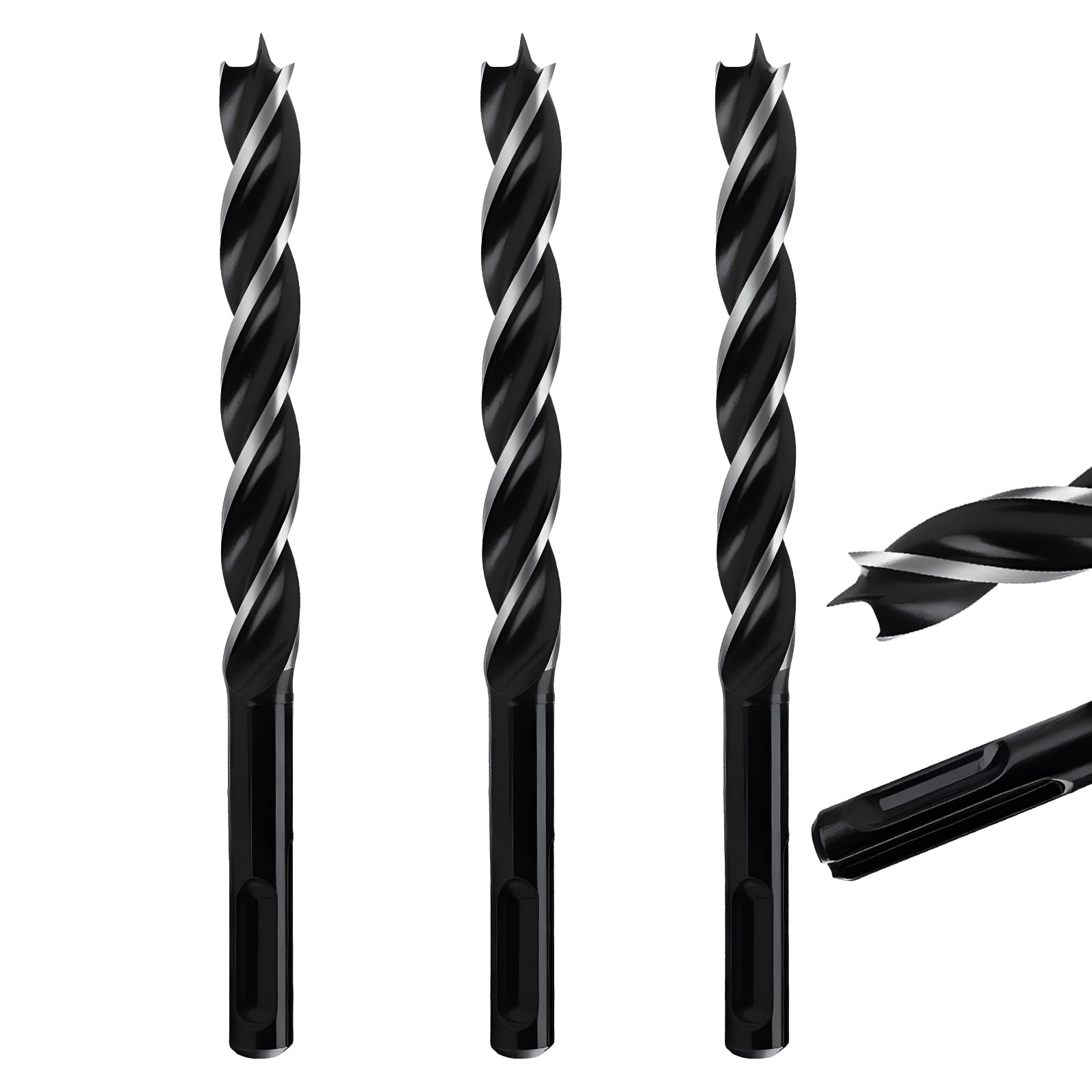 MOXPIFY Extra Long 12mm x 155mm Auger Drill Bit 3pcs SDS Plus, SDS Wood Auger Drill Bits for Woodworking