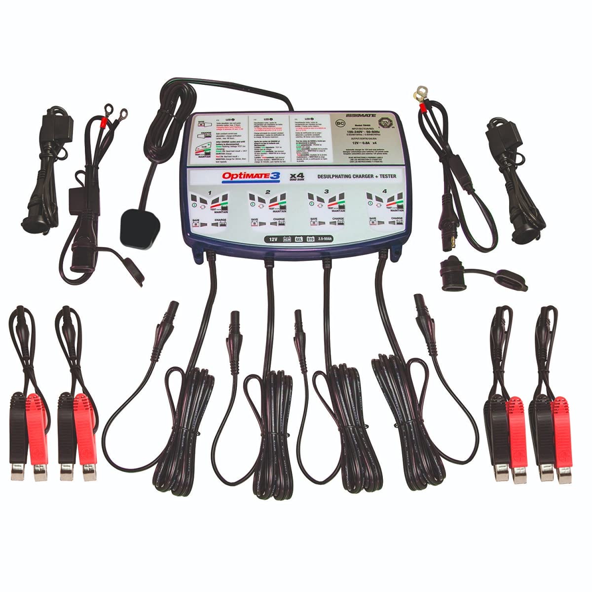 OptiMate 3x4 Quad Bank 12V Motorcycle Automatic Battery Charger Optimiser