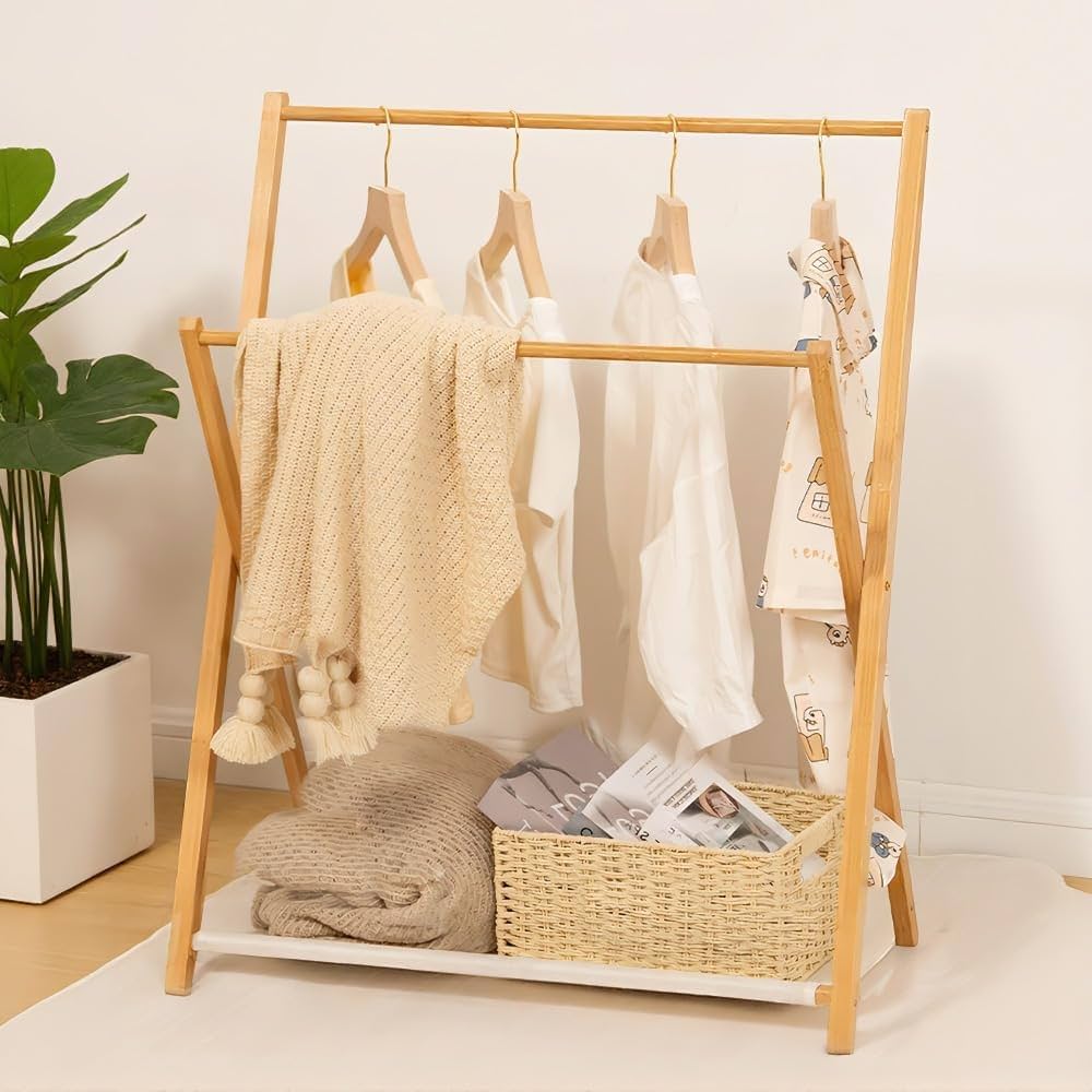 木製スタンドハンガー 組立簡単 ポールハンガー木製 ポールスタンド ハンガーラック コート