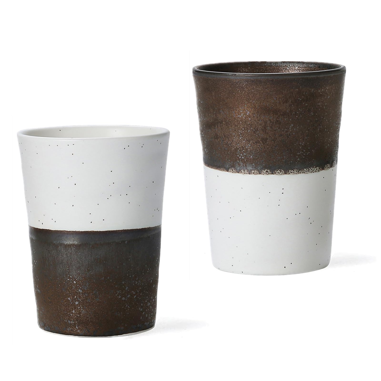 Japanese Yunomi Tea Cups, Set of 2, Thickened Retro Sushi Teacup, Rustic Matte Ceramic Glaze, 280ml (9.5 oz)