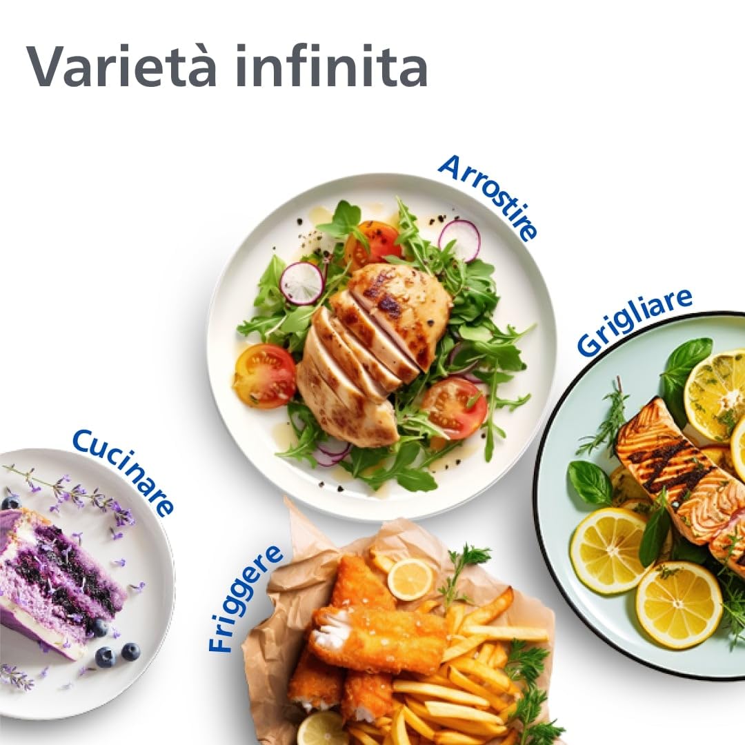 Philips Dual Basket Air Fryer - Cottura sana, veloce e versatile, Friggitrice ad aria con Doppio Cestello 9L, Touchscreen, design a 2 cestelli con doppia resistenza e termostati separati (NA353/10)