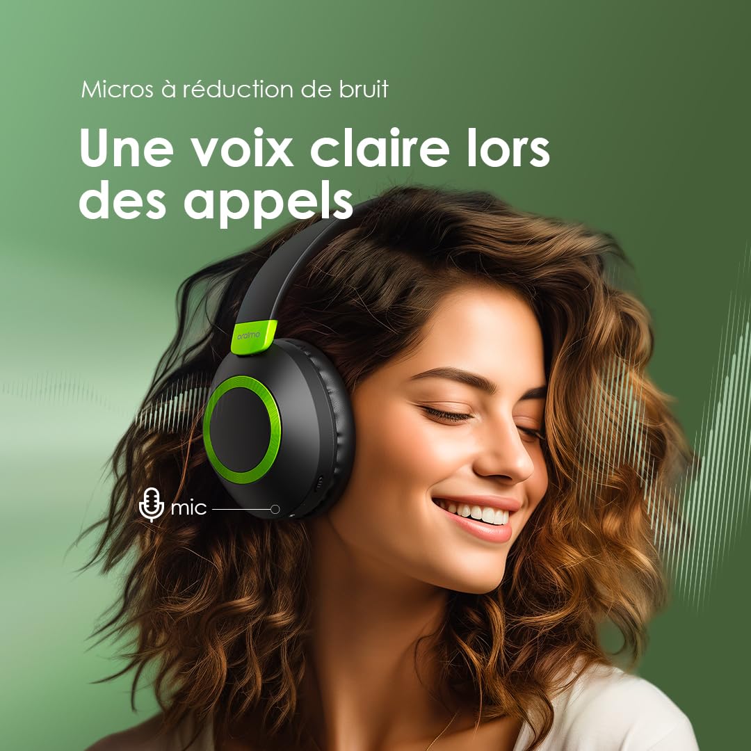 Oraimo BoomPop 2S - Casque Bluetooth 5.3 sans Fil Autonomie 50H Réduction Bruit ANC Micros ENC Appels Clairs Basses Puissantes 40mm Controle par Geste Pliable Sport Voyage Android iOS (Gris)