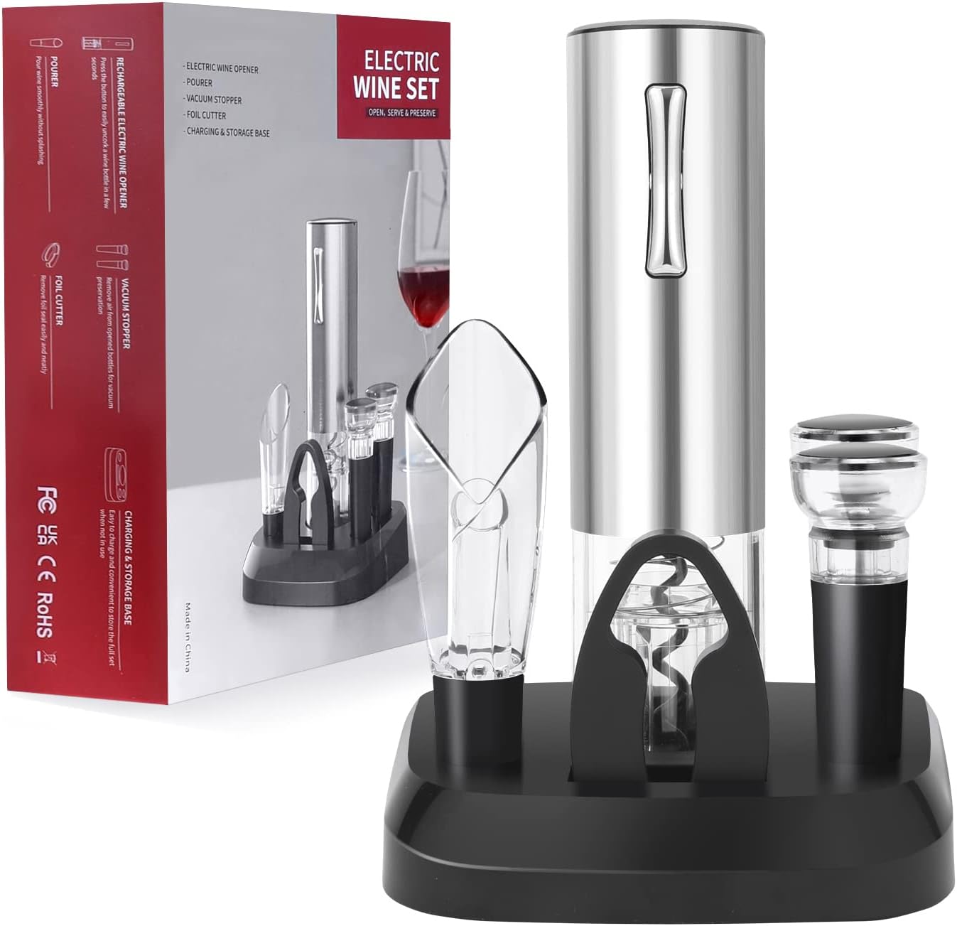 AIOVEN Electric Wine Opener with Charging Base, Automatic
