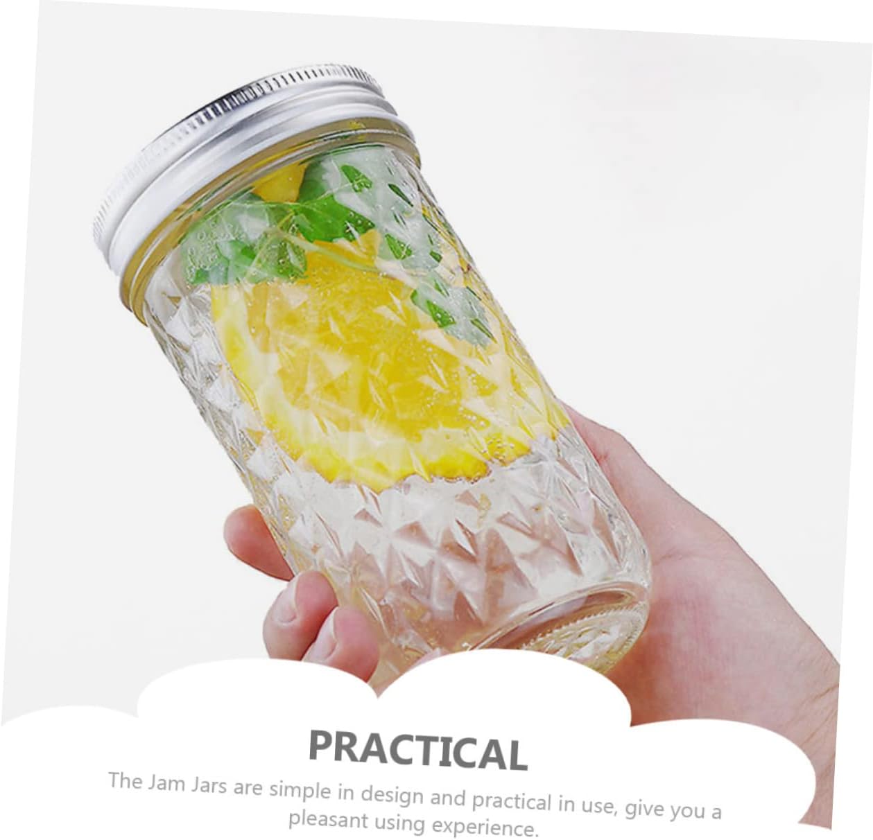 PRETYZOOM 2pcs Jars Lids Airtight Mason Jar Food Containers for Kitchen Meal Prep Honey Dispensers