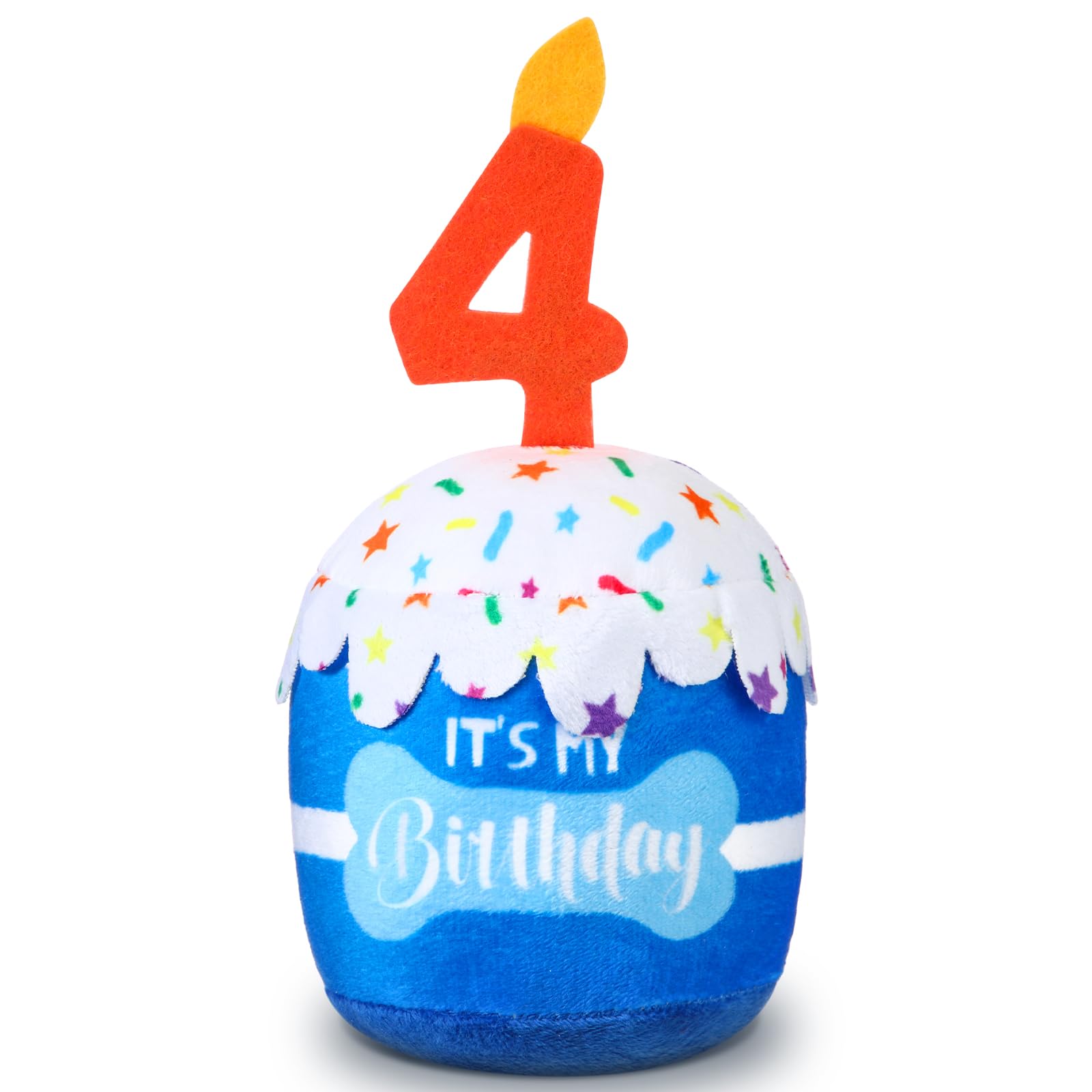 Dansydaisy Dog Birthday Cake Toy Accessories for Girl Boy Gifts, Squeaky Plush Toy for Dog Birthday Party Decor Favor for Large, Medium and Small Dogs