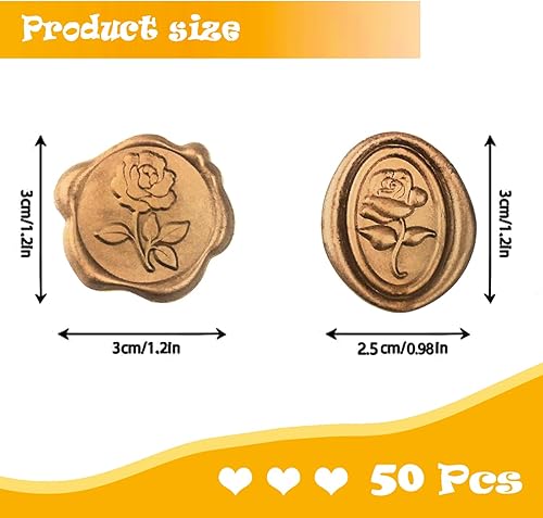 Miniatura 3 de 50 calcomanías de sello de cera autoadhesivas, sobre de sello dorado en relieve, rosa floral para bodas, San Valentín, despedida de soltera,