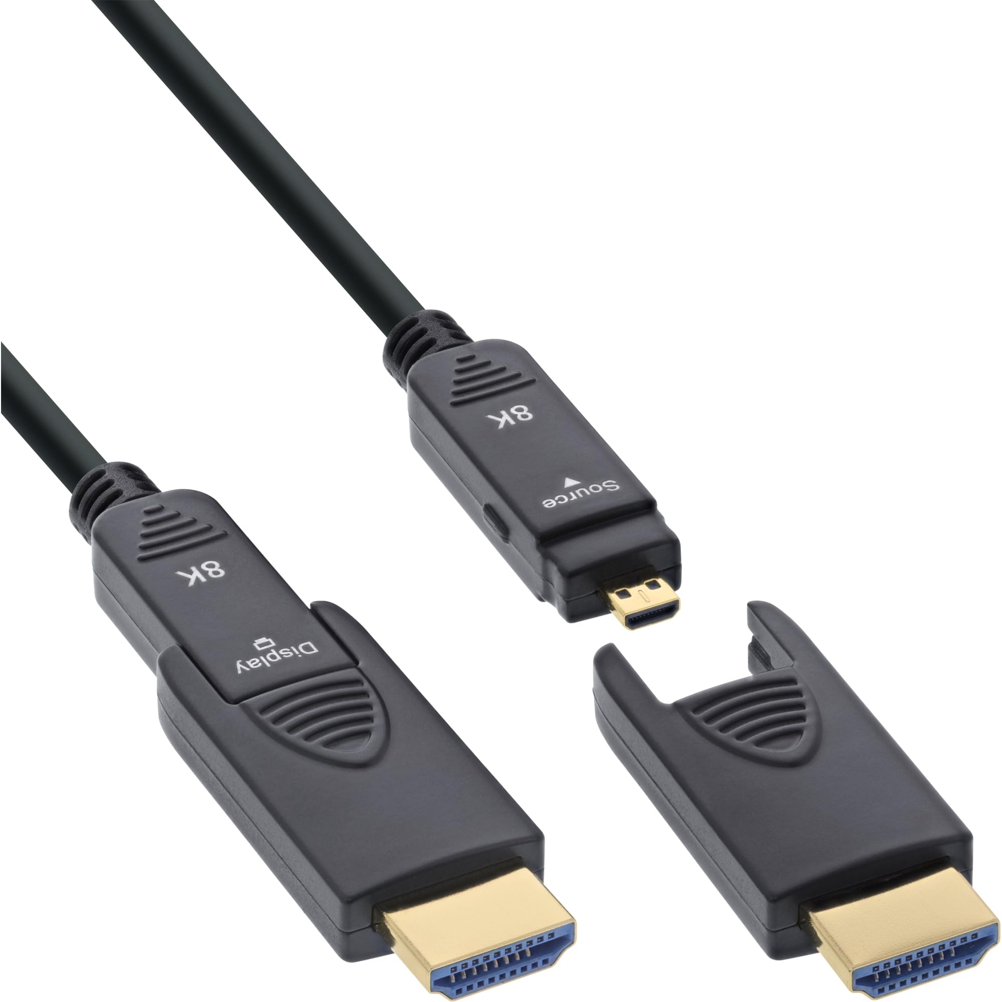 InLine® Cavo HDMI AOC Ultra High Speed 2.1 con connettori rimovibili, 8K/4K HDR eARC, contatti placcati in oro, flessibile, 30 m, 17930O