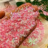 6000 Pieces 3mm Hollow Heart Shaped Glitter Confetti for Tumblers, Slime Supplies, Resin Craft, Festival, Home Party Decorations (Pink)