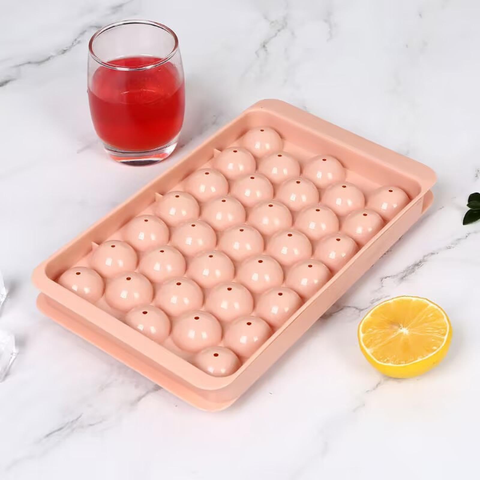 Round ice cube tray Ice ball mold 33 grids Homemade round ice cube tray with lid Household quick-frozen ice cube is suitable for ice cube molds for refrigerated drinks, coffee, cocktails