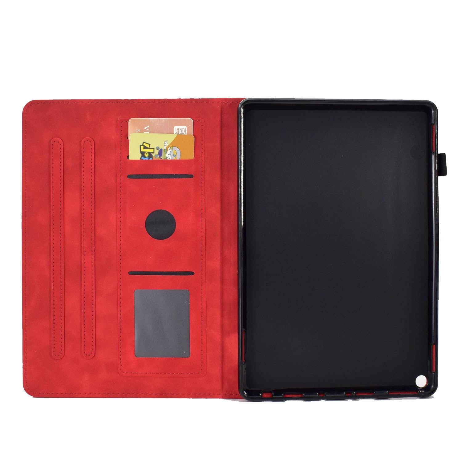 Kompatybilny z etui Fire Max 11 "wydanym w 2023 r., skórzany pokrowiec premium Slim składany stojak Folio ochronny gniazdem na kartę/automatyczne uśpienie(Rosso)