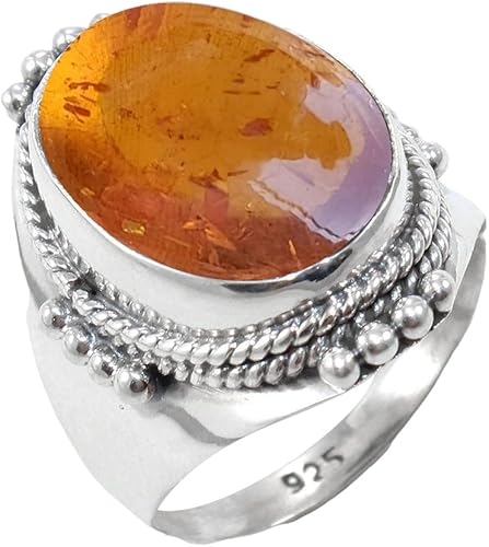 Anillo de plata de ley 925 para anillo de piedras preciosas naturales unisex, anillo de plata esterlina, anillo de moda con múltiples piedras