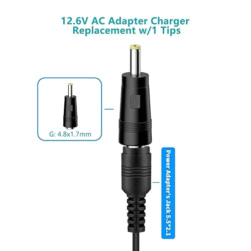 Miniatura 4 de Adaptador de fuente de alimentación de CA de 12.6 V de repuesto para TYIAUS, Cholas KZD02, OLsky, FENTASY, HeaDot, JamGym, ZonGym, cable cargador de