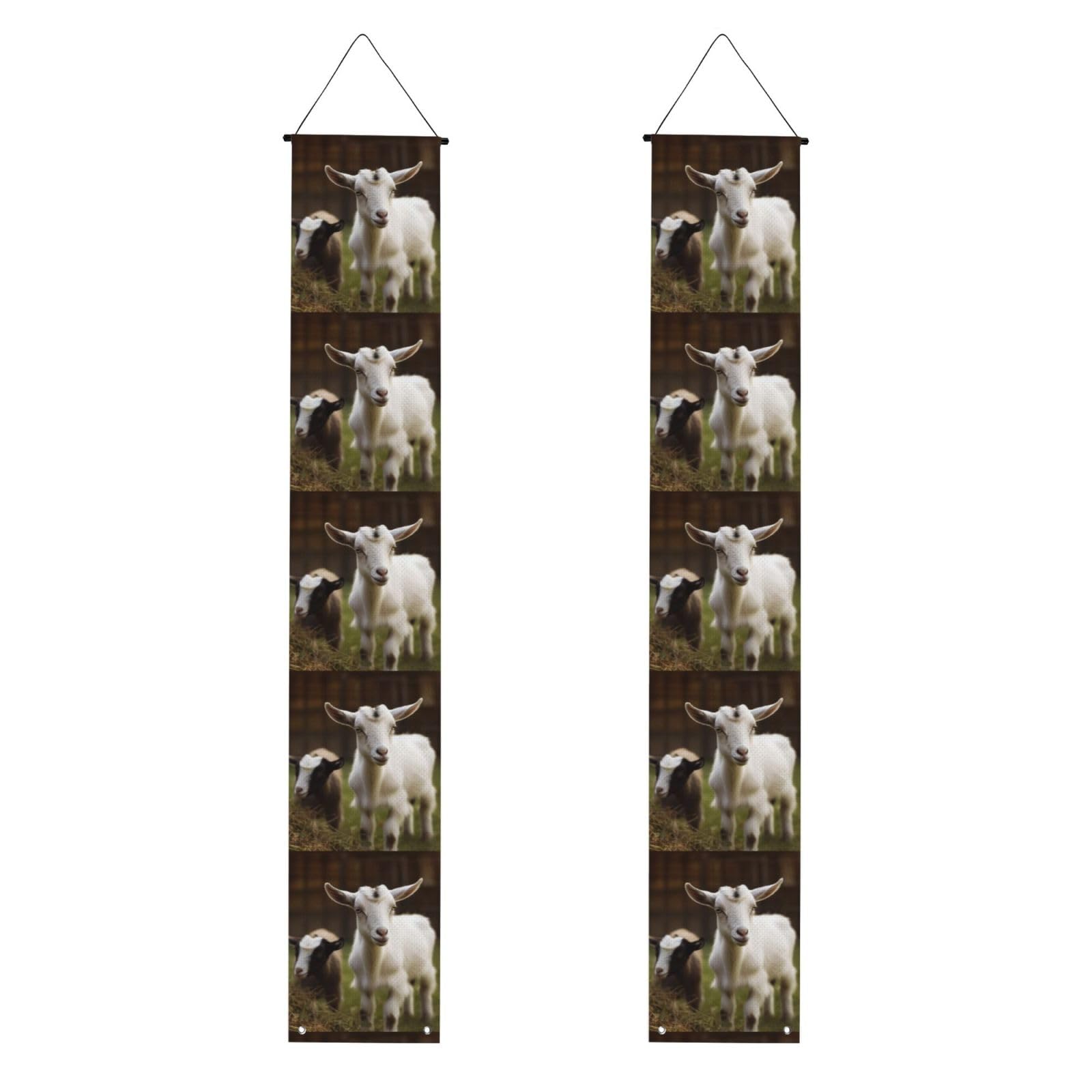 Cute Goat Porch Banner 2PCS, Summer Hanging Flag Party Porch Sign Front Door Hanging Decorations for Indoor Outdoor Holiday Yard Decor Wall Backdrop 71 x 12 Inch