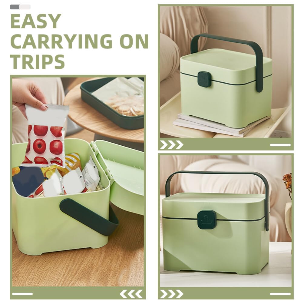 Contenitore Porta Oggetti Maniglia in Plastica Verde Multifunzione | Contenitori Porta Oggetti Multiuso, Organizer da Viaggio e Trasloco, per Cosmetici e Accessori Utensili