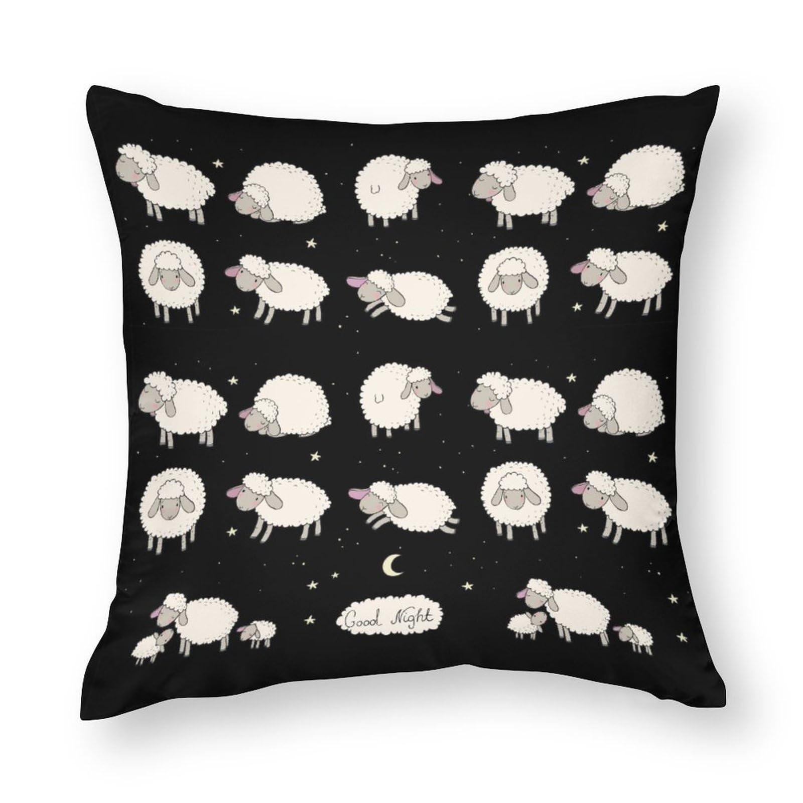 NIBABAEU Cushion Covers 1 PCs Adorable Childish Animal Cute Sheep Sleep Decorative Pillow Covers 22x22inches (55x55cm) Soft Polyester Square Pillow Cases Pillowcases