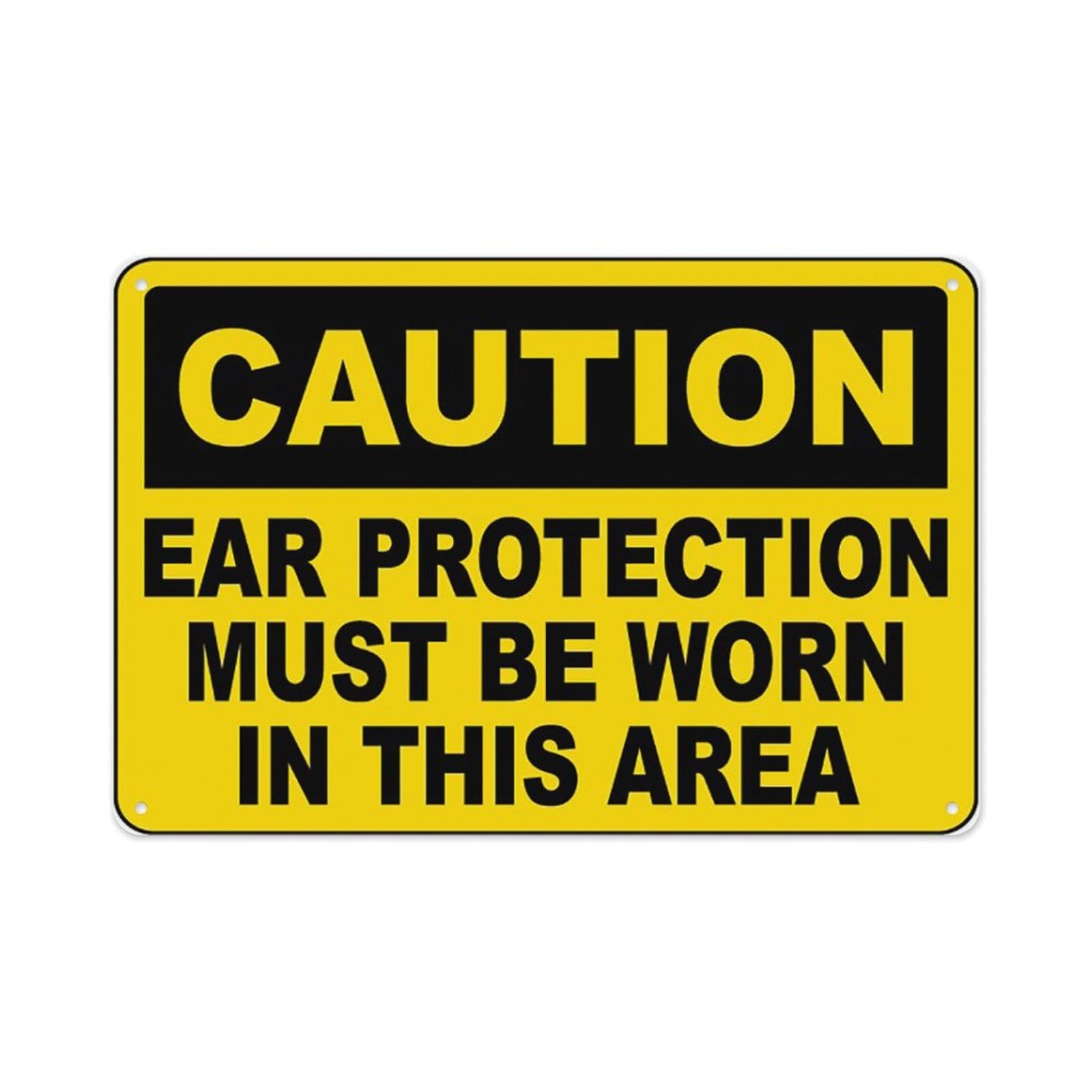 peiyeety Ear Protection Must Be Worn Sign Aluminum Tin Warning Signs For Home Outdoor Garden 12X16 Inches