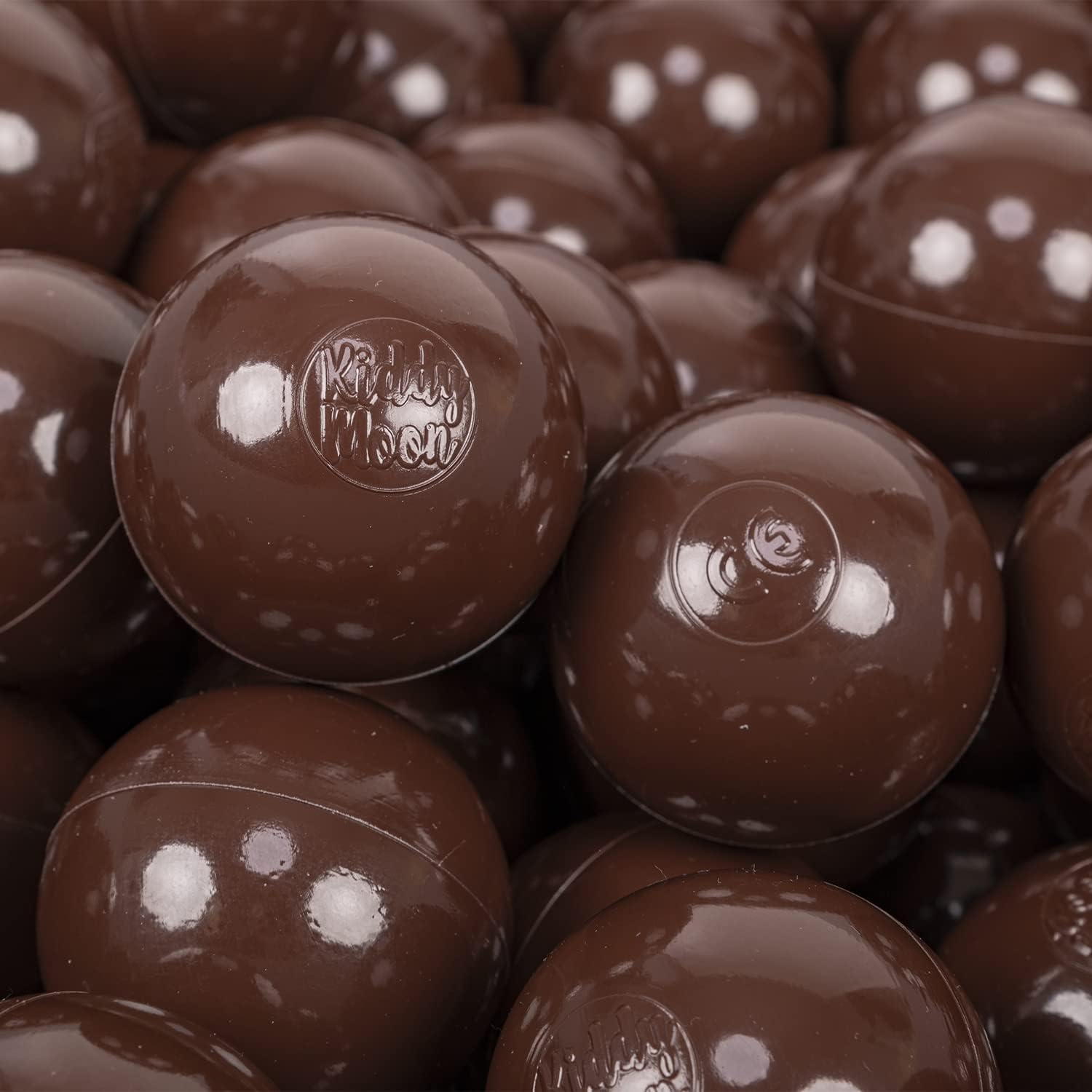 KiddyMoon 200 Balls/7Cm-2.75In Soft Plastic Play Balls For Children Colourful Certified Made In EU, Brown