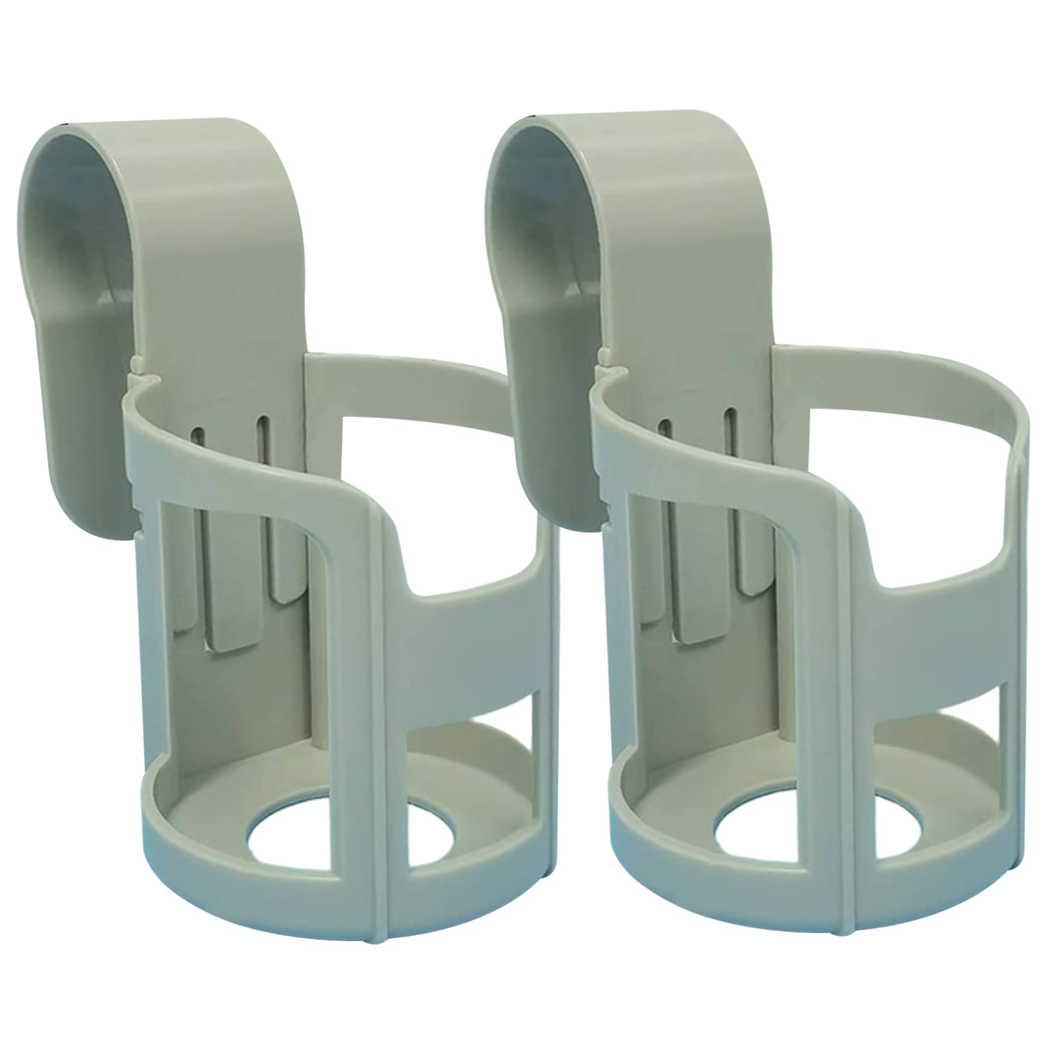 Monwssoe Mug Holders, Pool Drink Holder, 2 Pack Above Ground Pool Cup Holders with Hook Plastic Drink Holder For Poolside Use, Gray