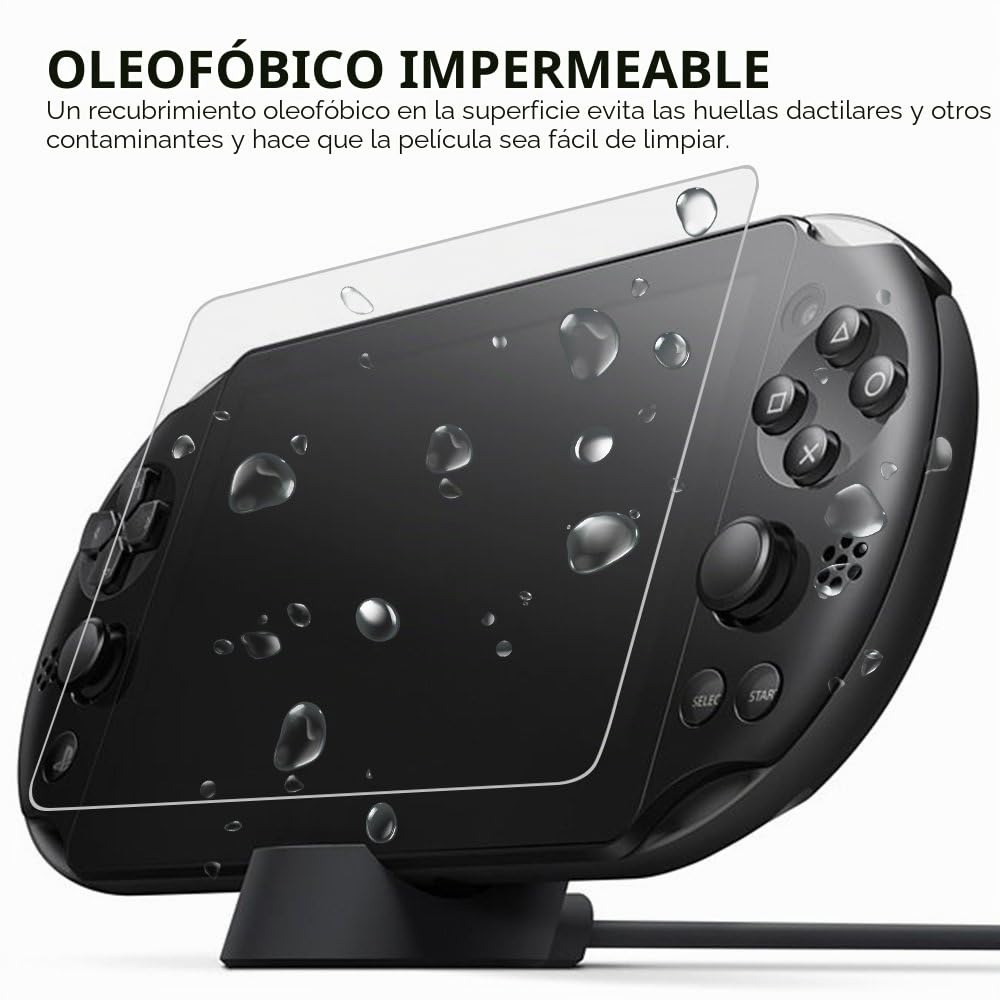 AFUNTA - Protector de pantalla para Sony Playstation Vita 2000, 2 paquetes (4 piezas) de películas de vidrio templado para pantalla y películas de mascotas para la parte posterior, PS Vita PSV 2000