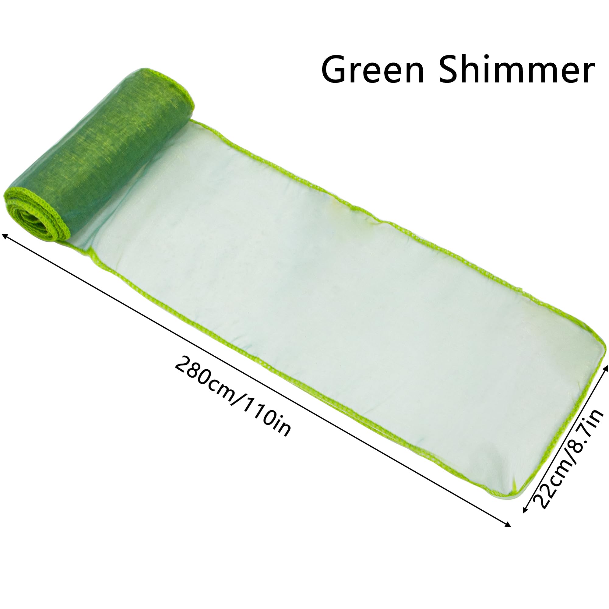 Time to Sparkle 22x280cm Organza Chair Sashes 30PCS Wider Fuller Cover, Green Shimmer - Image 4