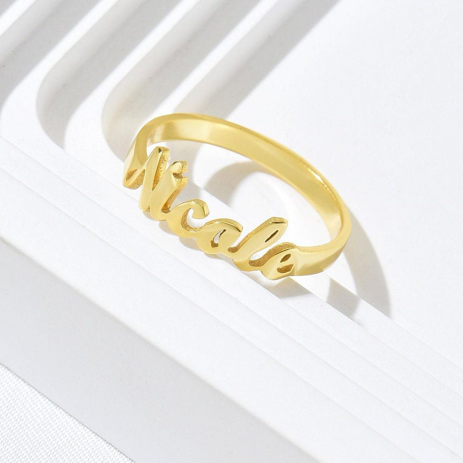 Personalisierter Namensring für Damen, individuelles Schmuckgeschenk für Mama