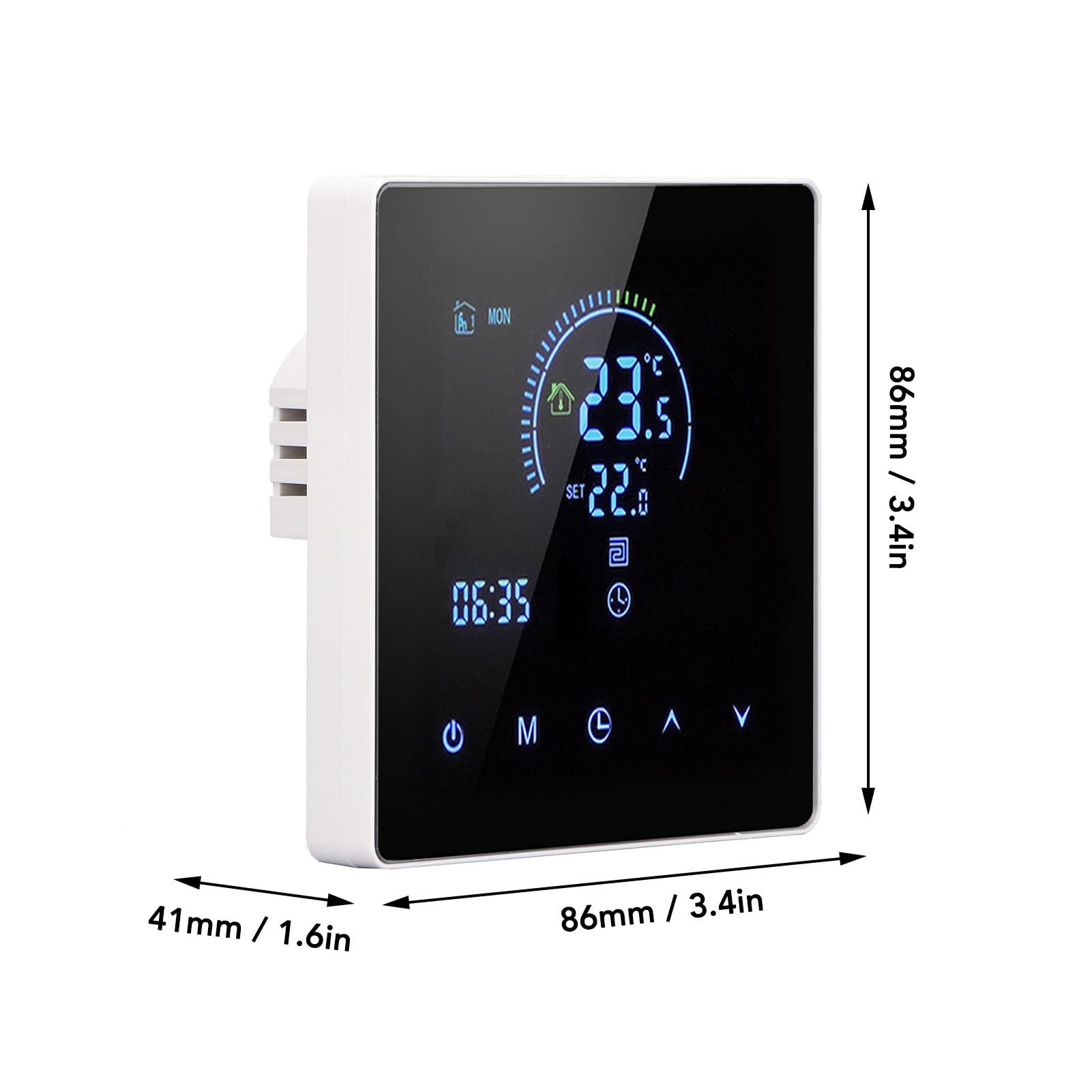 Termostat Cyfrowy, Programowalny Wyświetlacz LCD z Wbudowanym Czujnikiem Temperatury, Kompatybilny z Elektrycznymi Systemami Ogrzewania Podłogowego, Domy, Biura (Typ standardowy)