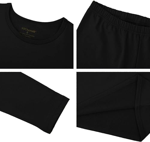 Miniatura 6 de ViCherub - Conjunto de ropa interior térmica para niñas con forro polar, calzoncillos largos, capa base, parte superior e inferior para invierno frío