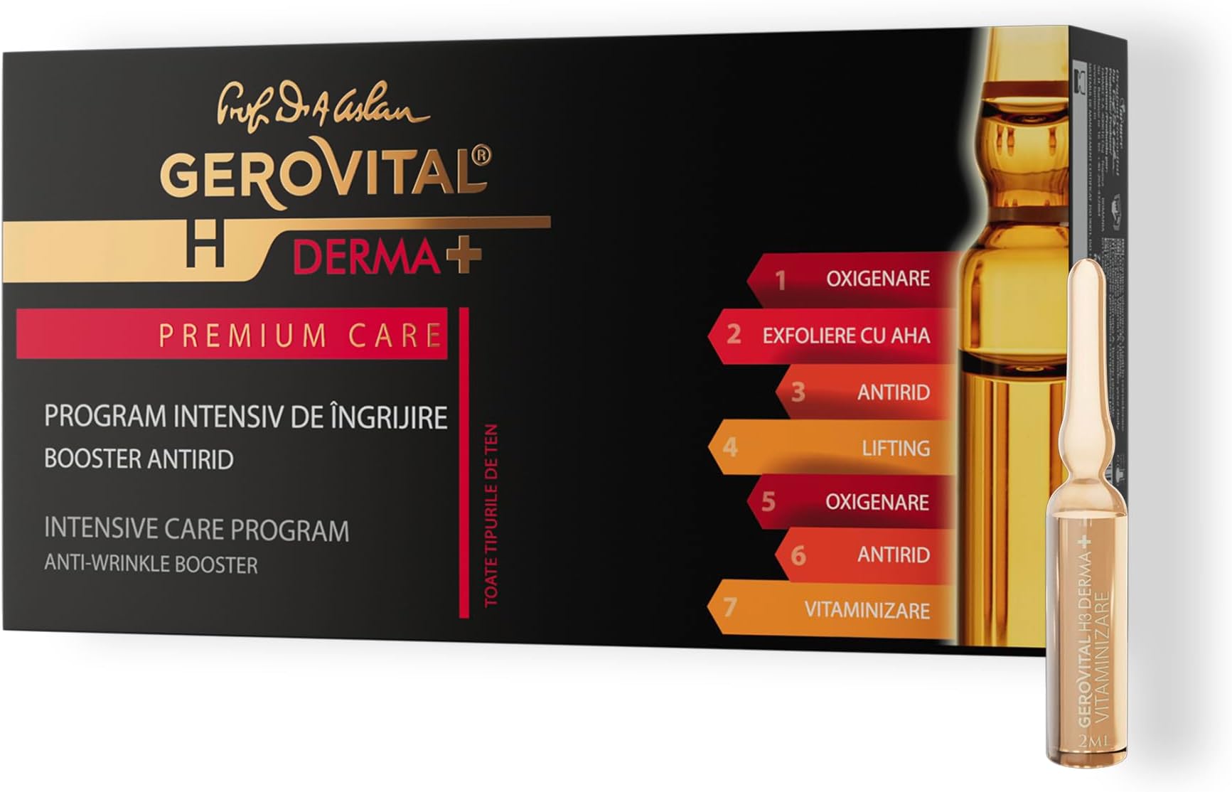 DERMA+ PREMIUM CARE Intensive Care Program | Anti-Wrinkle Booster | 7 Vials x 2 milliliters