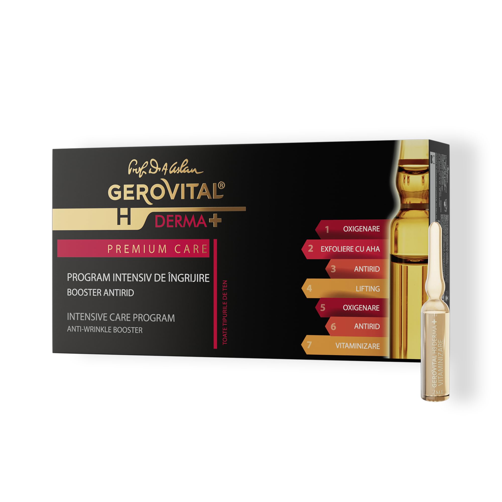Gerovital DERMA+ PREMIUM CARE Intensive Care Program | Anti-Wrinkle Booster | 7 Vials x 2 milliliters