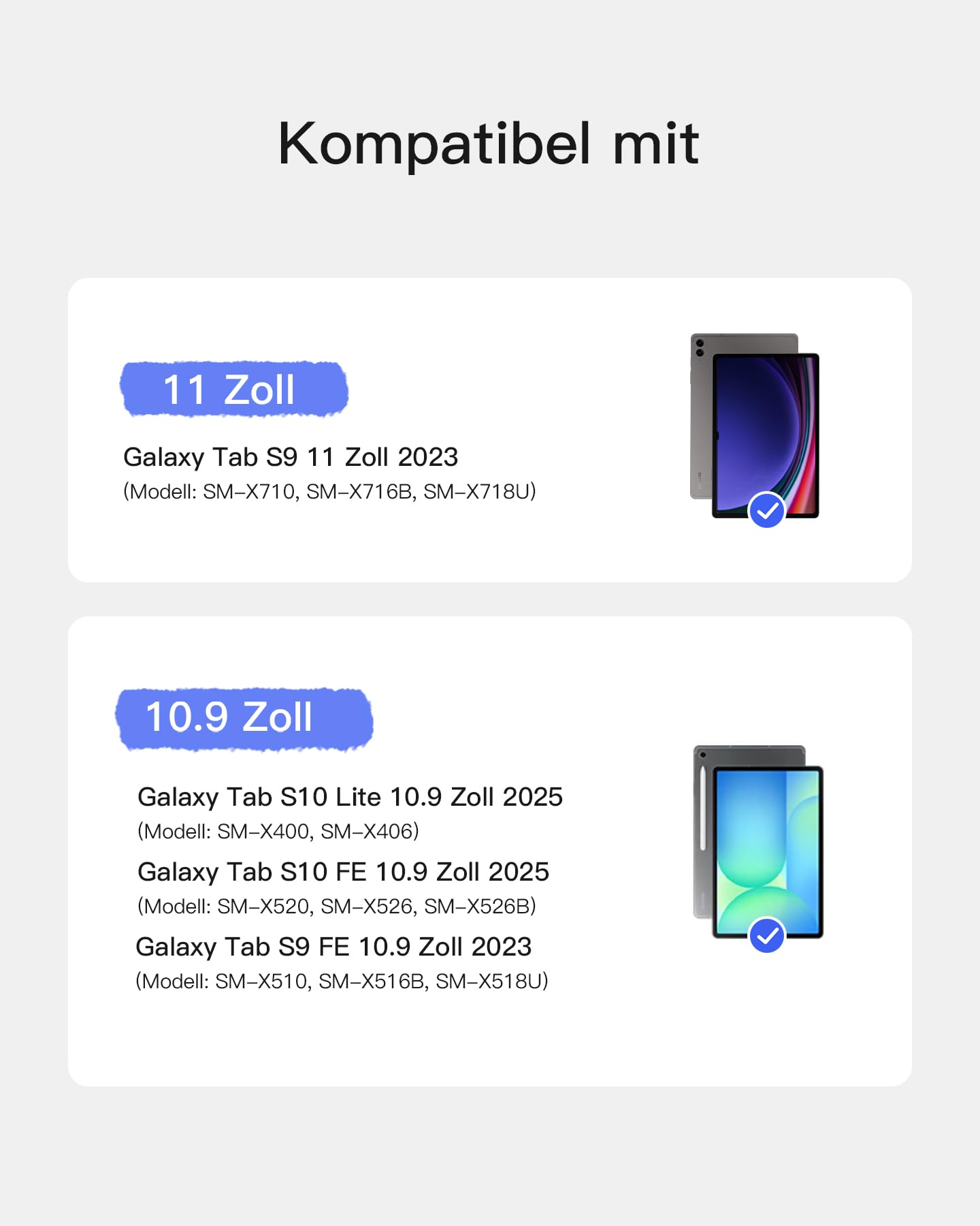 Inateck Hülle mit Tastatur für Samsung Galaxy Tab Tab S10 Lite/S10 FE/S9 FE/S9,Tastatur für Tablet Hoch-/Querformat Ständer,Abnehmbar, mit Touchpad,QWERTZ, AceTouch N0064