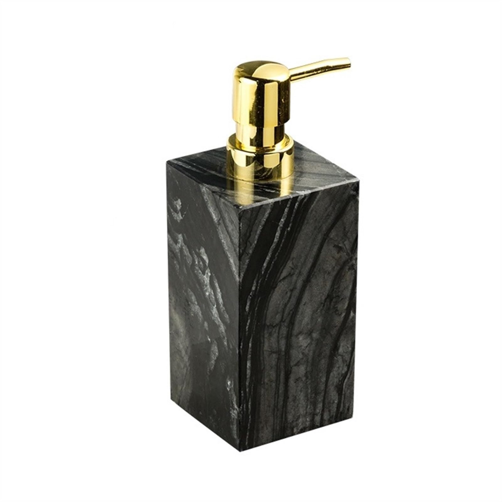 Soap Dispenser Marble Refillable Soap Dispensers with Pump Marble Square Liquid Soap, Lotion or Hand Sanitizer Dispenser for Kitchen or Bath, 5.1oz/150ml Hand Sanitizer Dispenser(Gold pump head)