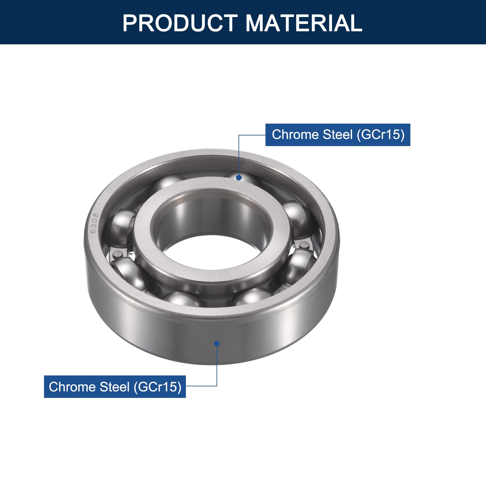 HiPicco 6308-OPEN Lot de 2 roulements à billes à rainure profonde, diamètre intérieur = 40 mm, diamètre extérieur = 90 mm, épaisseur = 23 mm, roulement à billes en acier chromé pré-lubrifié levier Z2