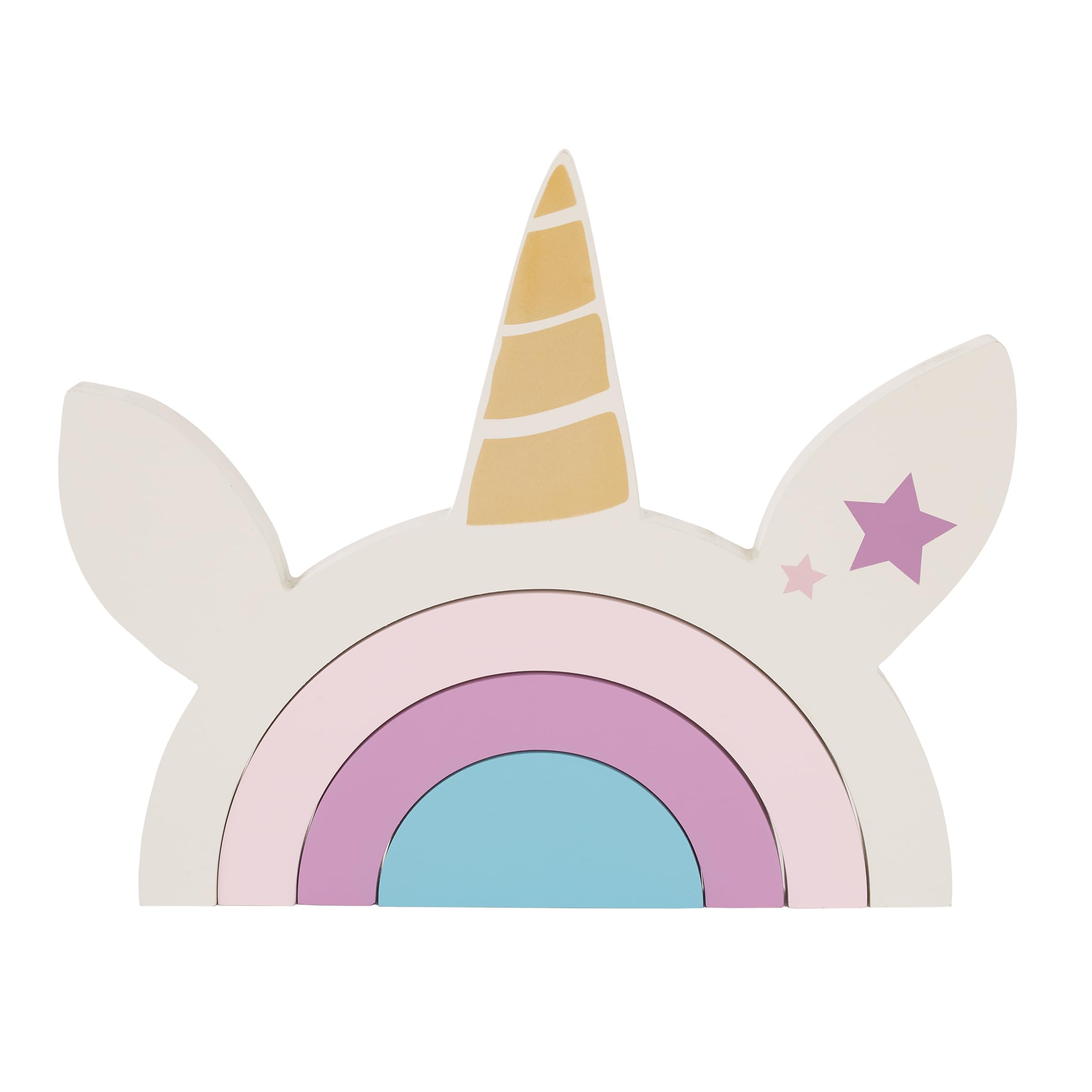 Little Love by NoJo Unicorn White, Pink, Lavender, and Blue Wood Stacking Shelfie Decor