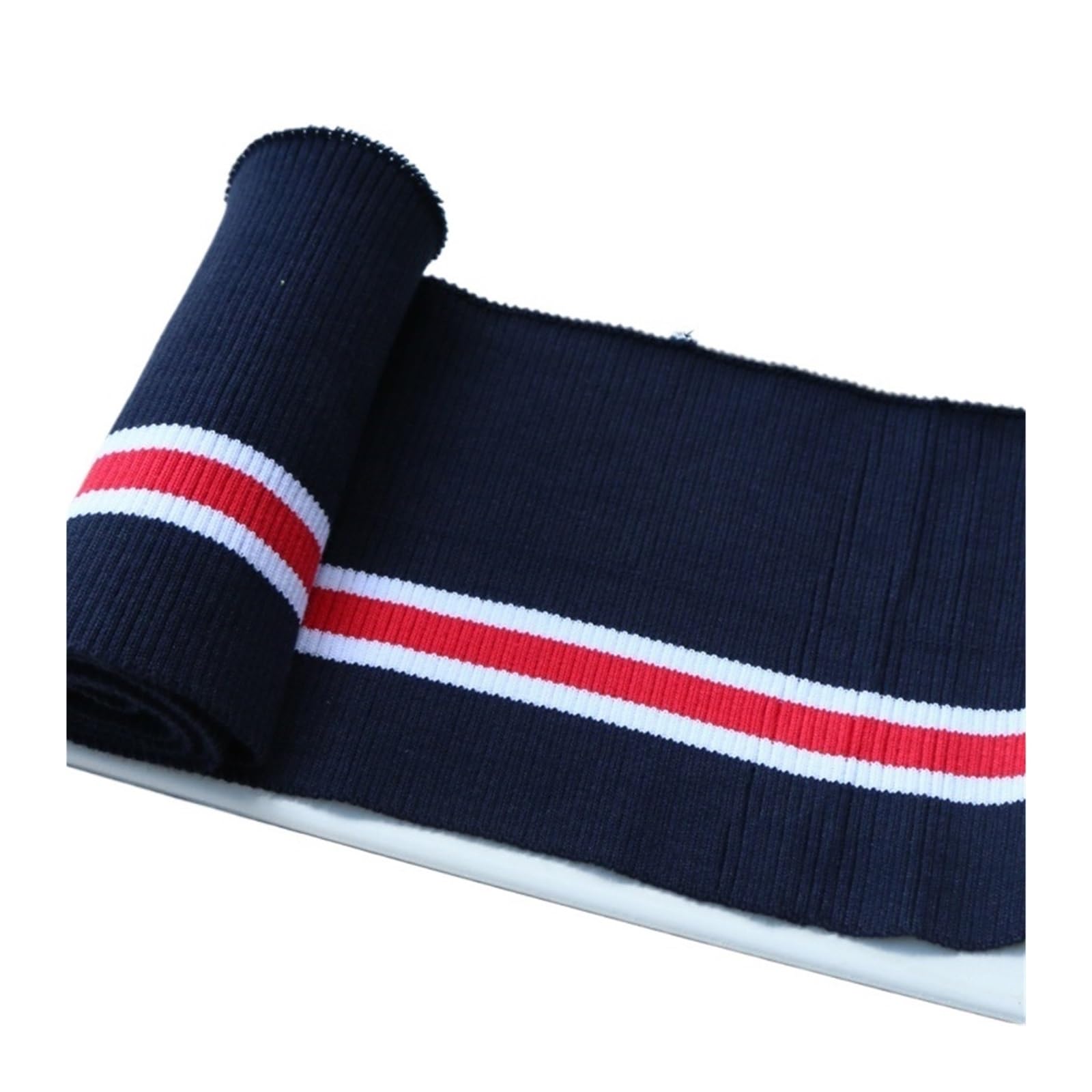 Ribbed Knit Cuff Cotton Spandex Stretch Knit Cuff Waistband Leg Arms Rib Trim Jersey Baseball Ribbed Fabric(Dark Blue)