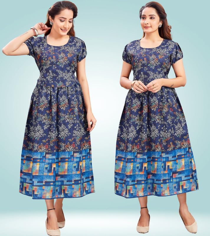 Image of RITIJYA Zipless Feeding Kurtis & Dresses for Women | Zipless Maternity Wear Gown Pregnancy Dress for Nursing Mothers | Viscose Rayon | Stylish & Comfortable | S to 4XL | Washable & Durable