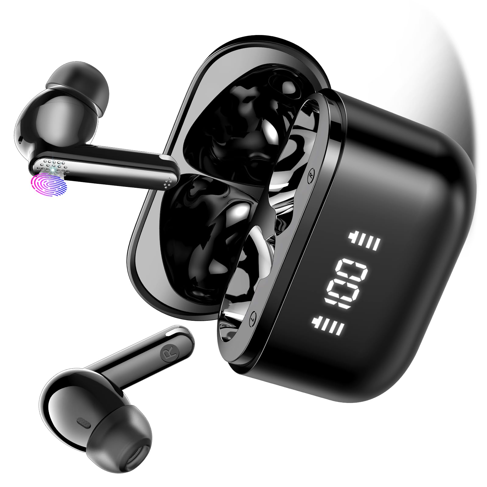 AI Language Translator Earbuds with Audio and Video Calls, 3-in-1 Bluetooth 5.4 Translation Earbuds with 164 Real Time Languages/6 Translation Modes, 48H AI Headphones with APP for Business Deep Black