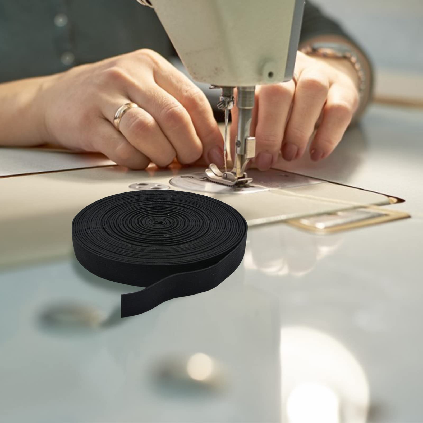 Ruban élastique En Silicone Noir - 1.8 Cm X 9.1 M - Pour Couture, Vêtements, Travaux Manuels - Antidérapant - 9