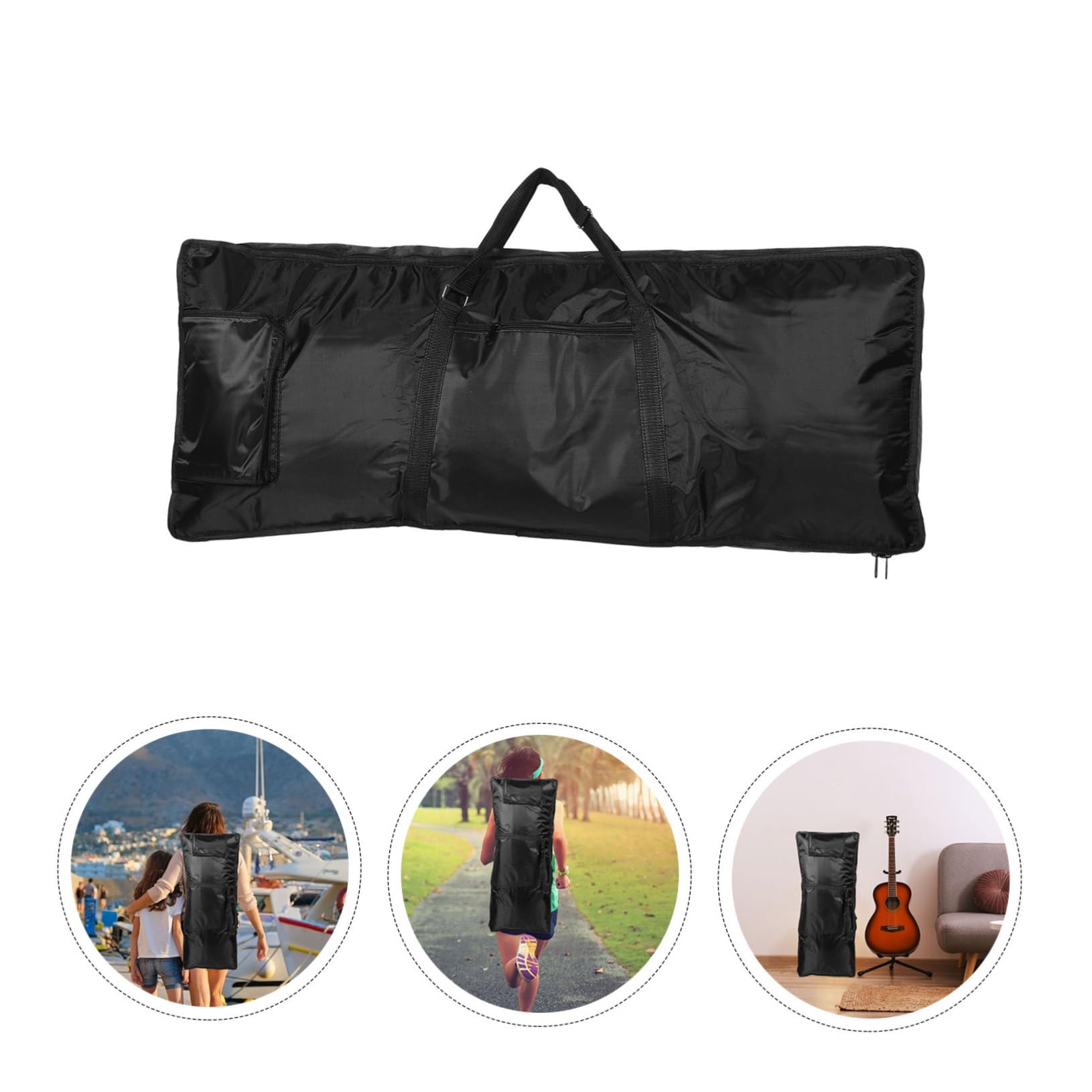 Borsa per Tastiera 61 Tasti Imbottitura e Doppia Tracolla | Oxford Argento, Struttura, Capienza per Spartiti e Altri Accessori, Trasporto Spalla o Mano
