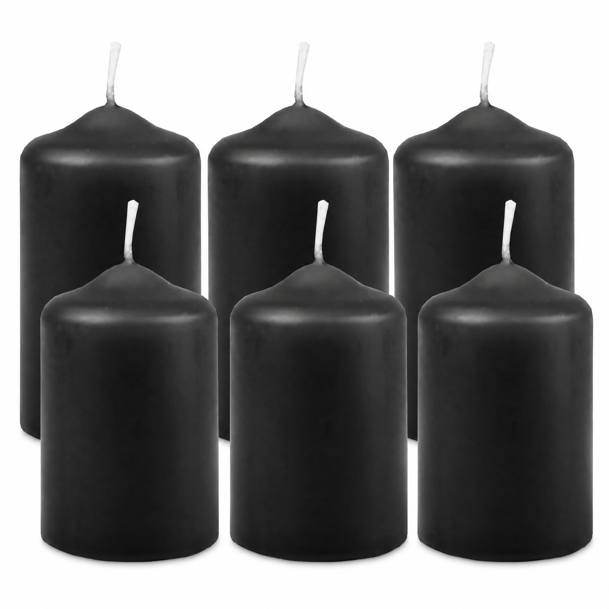HS Candle Wax Candles Pillar Candles Black Diameter 4 cm x 6 cm (Pack of 6) Tea Light Diameter, Available in Many Colours – Made in the EU – Candles Block Candles – Wax