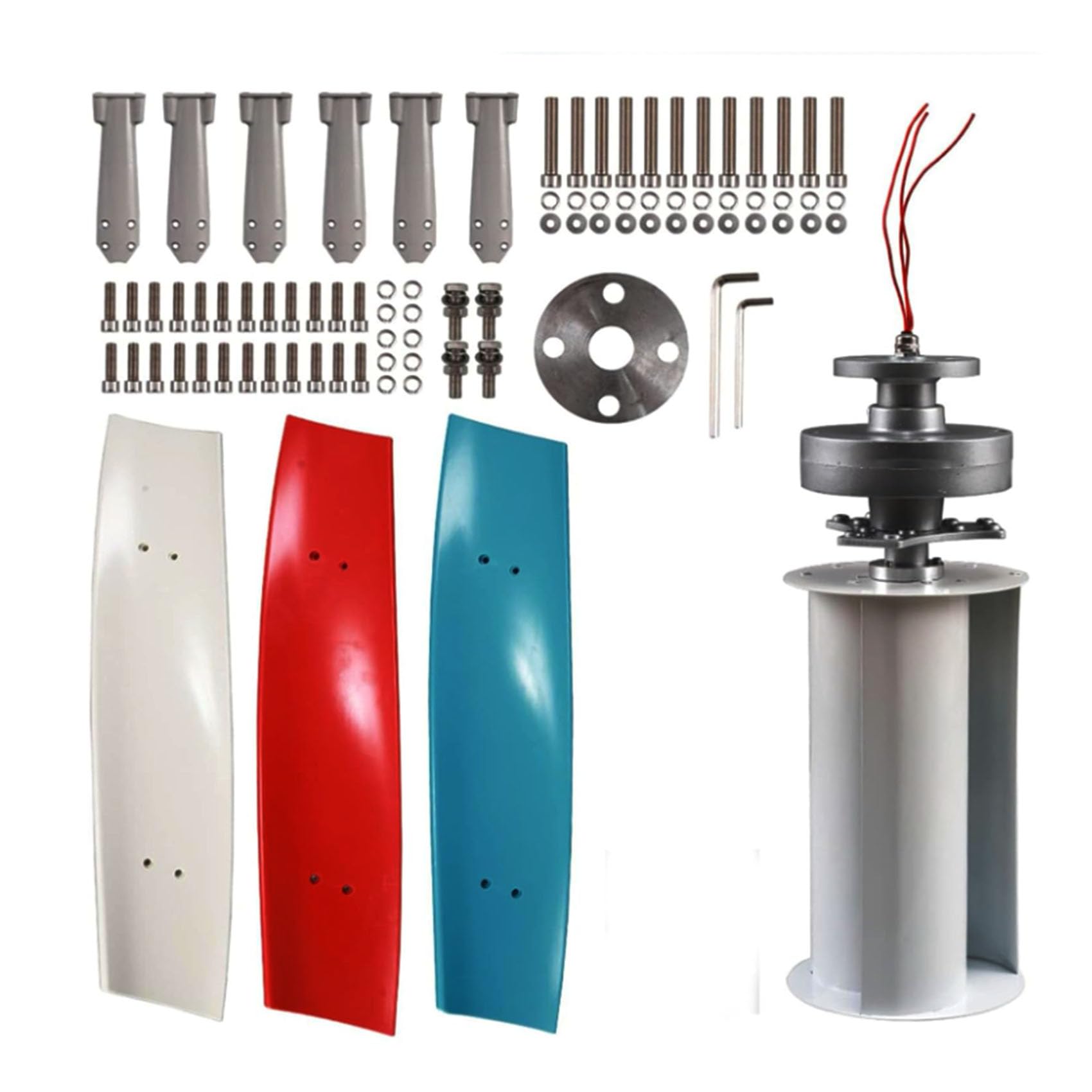 Turbina Eolica Verticale Micro da 16000W 12V 24V 48V 220V con Controller MPPT Kit Turbina Eolica per Sistema Ibrido Eolico-Solare (16000W, 24V),24v