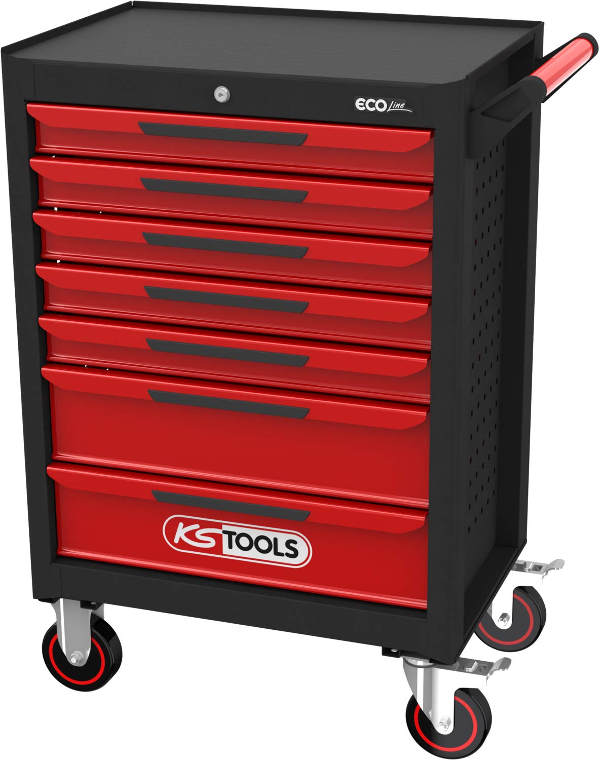 KS Tools 897.0007 Carro de taller ECOline NEGRO/ROJO con 7 cajones