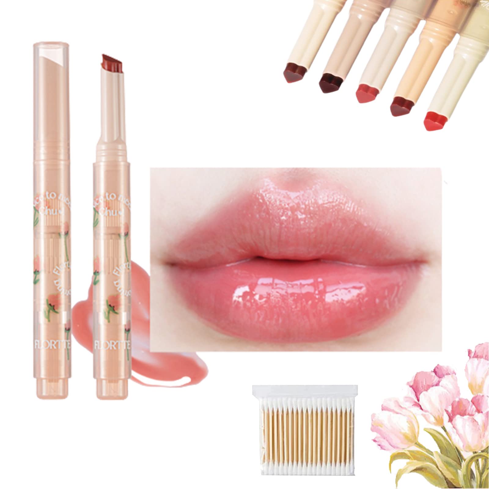 Flortte Jelly Lipstick, Florette Jelly Lipstick, Flortte Nice To Meet Chu Jelly Lipstick Heart Shape, Flortte Jelly Lipstick First Kiss, 13 Shades Natural Moisturizing Mirror Solid Lip Glaze (SAGAQ)