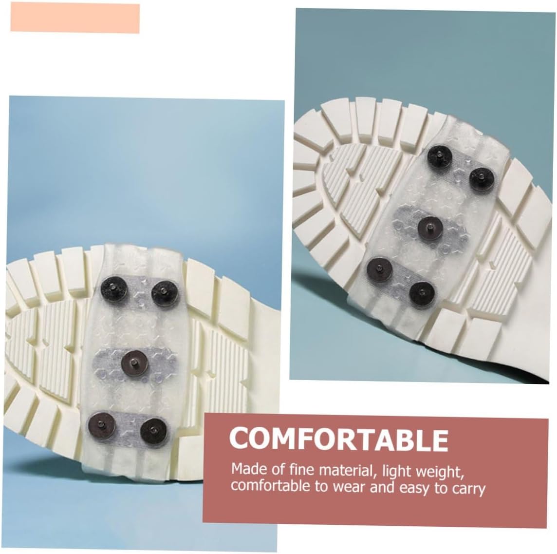 Ciieeo Ice Cleats Non-Skid Shoe Covers with 5-Spike Crampon Spikes for Boots, White Snow Grippers for Outdoor Winter Hiking, Fits US Size 12-14 (EU 30-46), Anti-Slip Traction Crampons