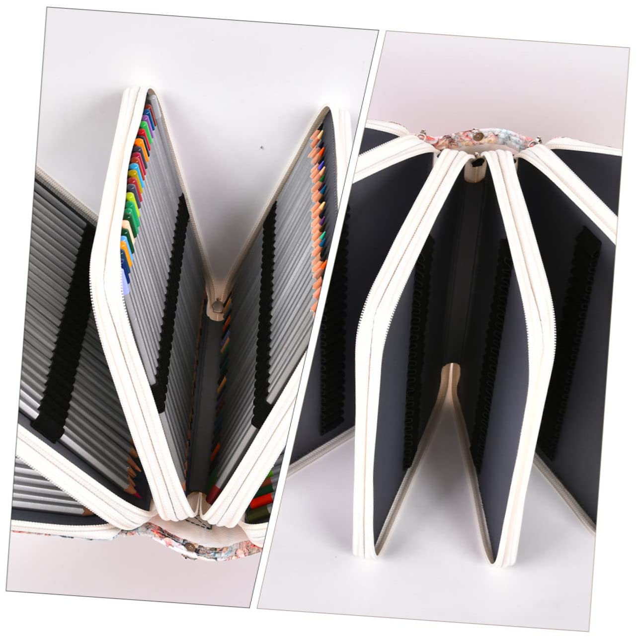 DOITOOL Astuccio Portapenne Beige Grande Capacità 252 Slot Cerniera | Pu e Poliestere, Elastici Interni per Tenere le Matite, per Scuola e Ufficio, Decorazioni Scuola