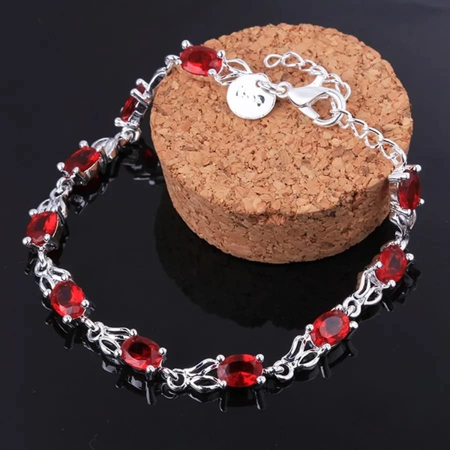 Bracelet cristal rouge femme argent 925 bijoux de mariage chic
