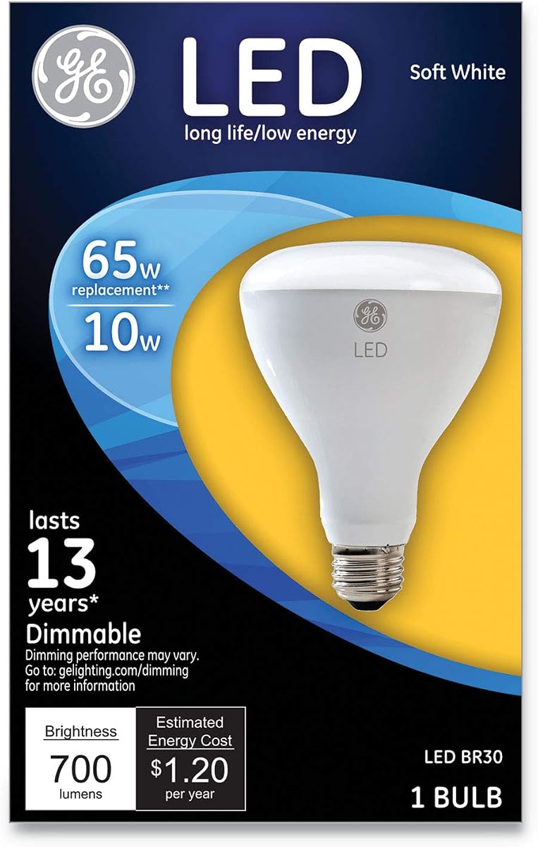 40893 Bombilla LED BR30 regulable de color blanco suave, 10 W